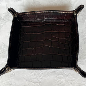 Coin Tray - Brown croc