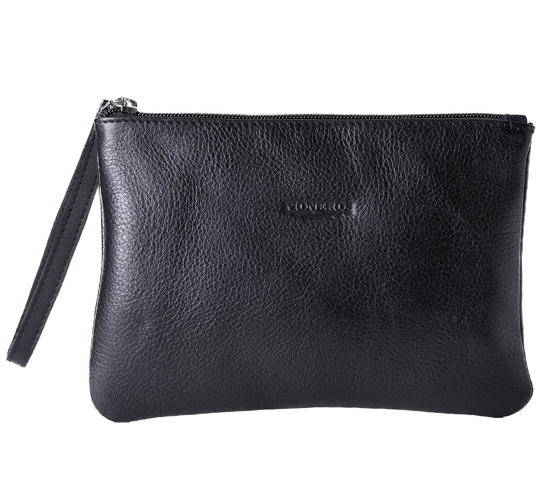 Black leather store clutch bag uk