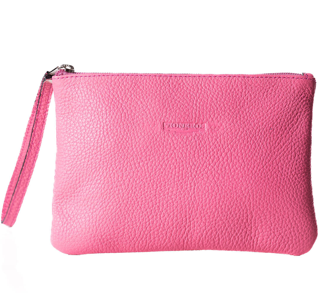 Pink leather pouch best sale