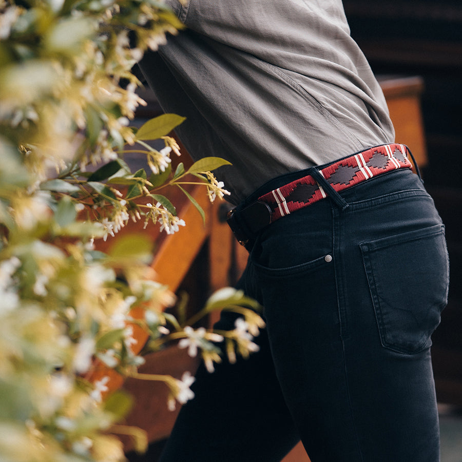 Polo Belt - Burgundy double stripe