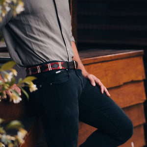 Polo Belt - Burgundy double stripe