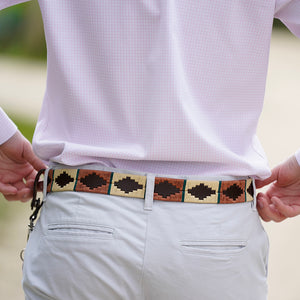 Polo belt - Copper/beige/green stripe