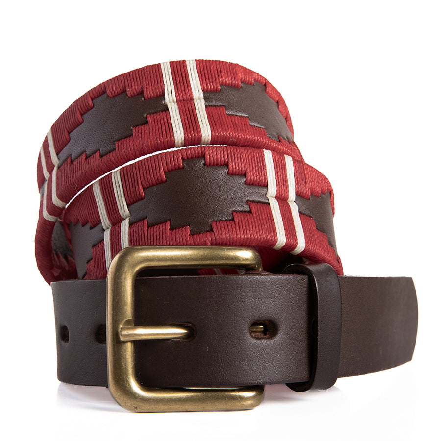 Polo Belt - Burgundy double stripe