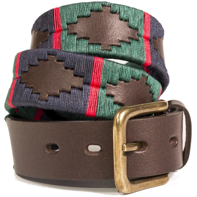 Polo Belt Navy dark green red stripe